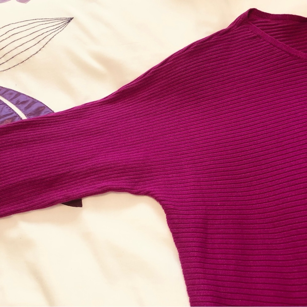 Lane Bryant 18/20 Fuchsia Cross Rib Boat Neck Pullover Sweater - Picture 4 of 10